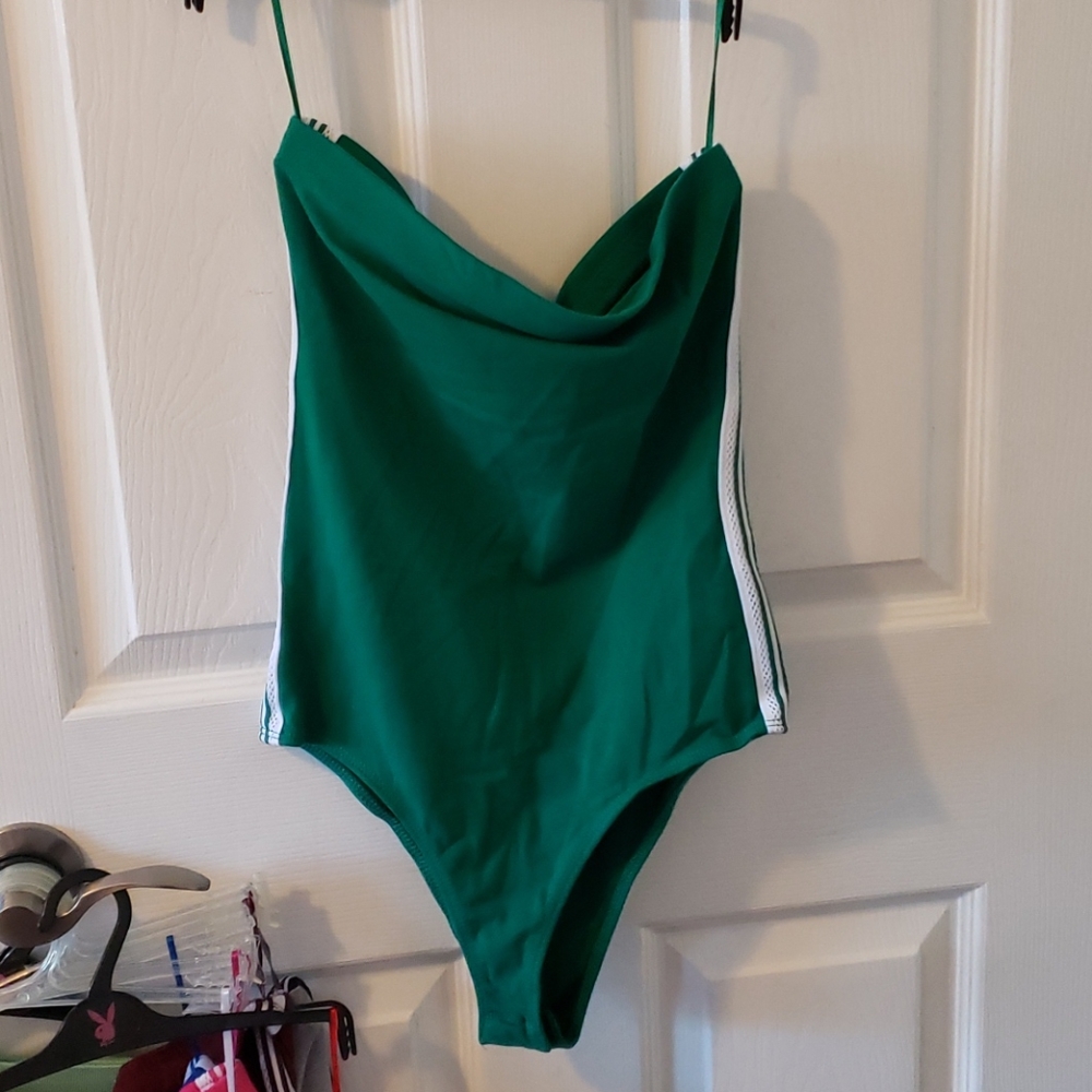 Blue notes strapless bodysuit